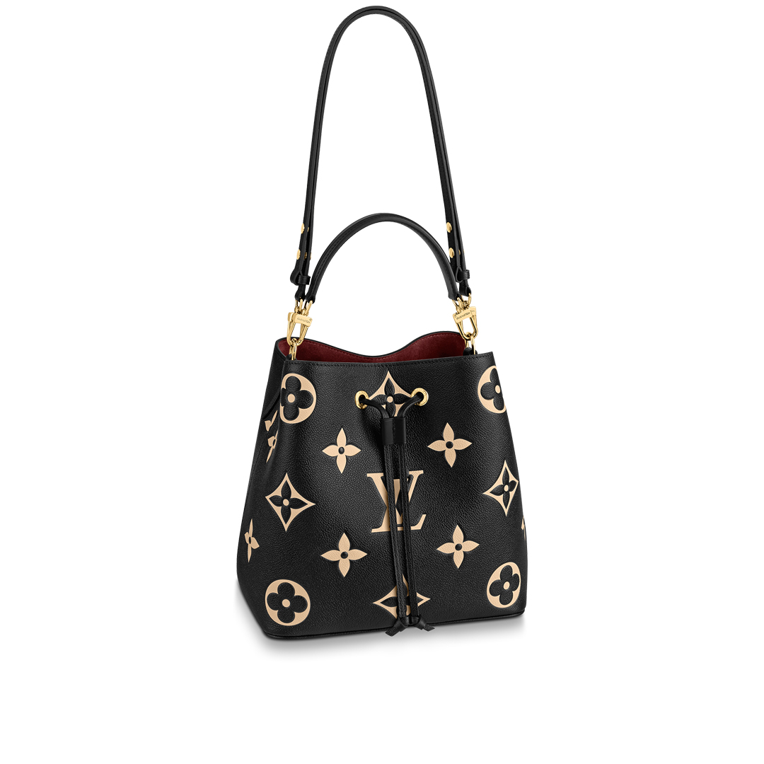 Louis Vuitton NEONOE MM Bucket Bag Grained Leather M45497 Black/Beige